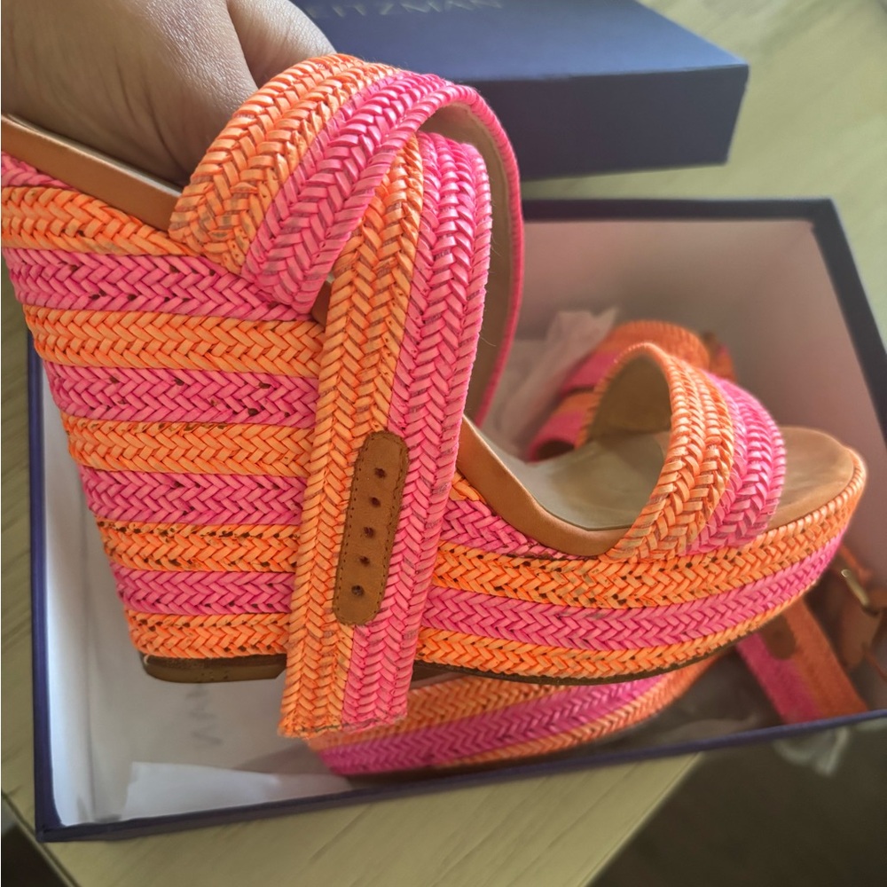 Stuart Weitzman Pink and Orange Wedge Shoes